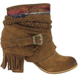 Naughty Monkey Saddle Baggin Fringe Bootie 6.5